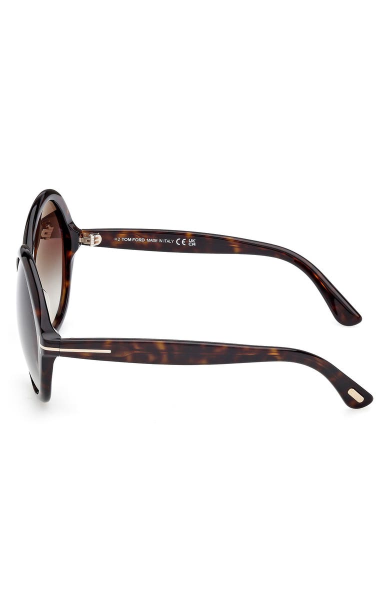TOM FORD Annabelle 60mm Gradient Round Sunglasses, Alternate, color, Shiny Havana Eco / Grad Smoke