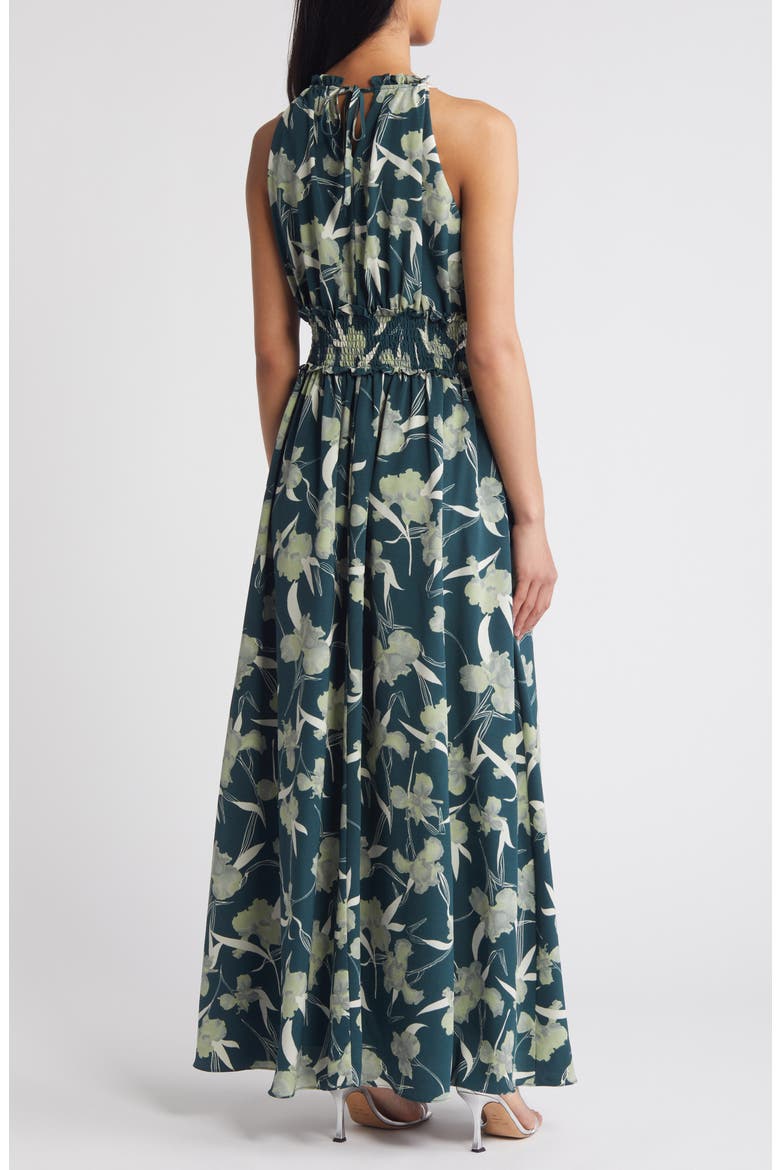 Print Maxi Sundress, Alternate, color, GREEN ABSTRACT IRIS