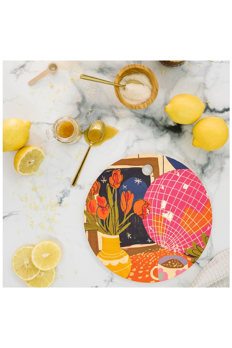 Disco Night Wood Cutting Board, Alternate, color, ORANGE
