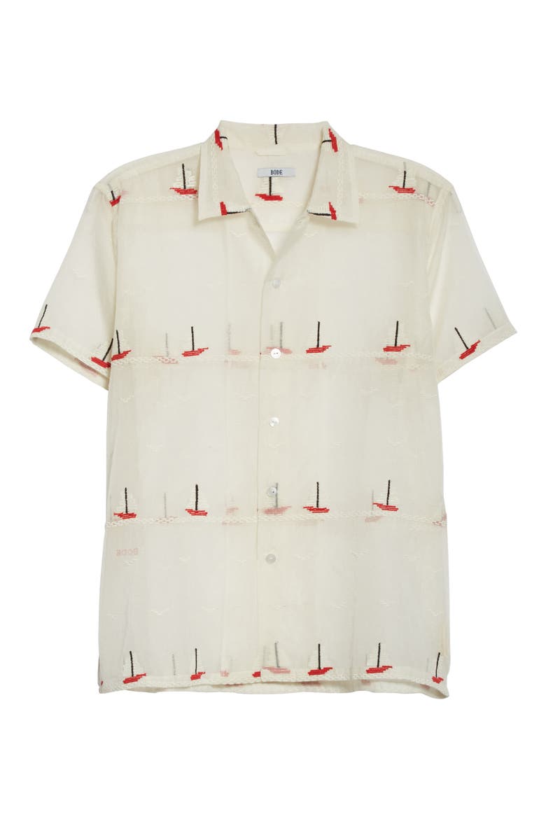 Sailboat Textured Sheer Shirt, Alternate, color, RED SAIL BOAT