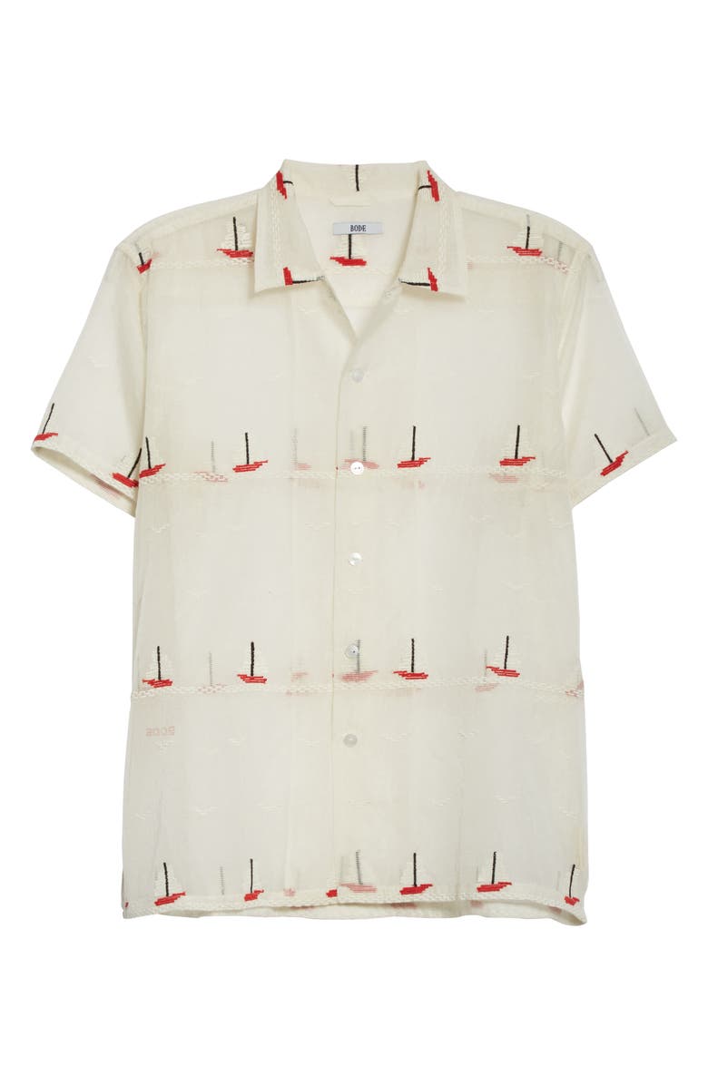 Bode Sailboat Textured Sheer Shirt, Alternate, color,