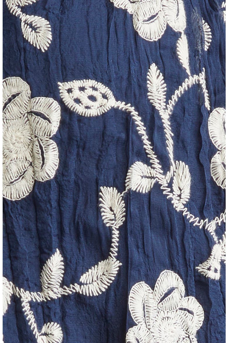Emerie Embroidered Halter Neck Top, Alternate, color, SPRING NAVY LILY