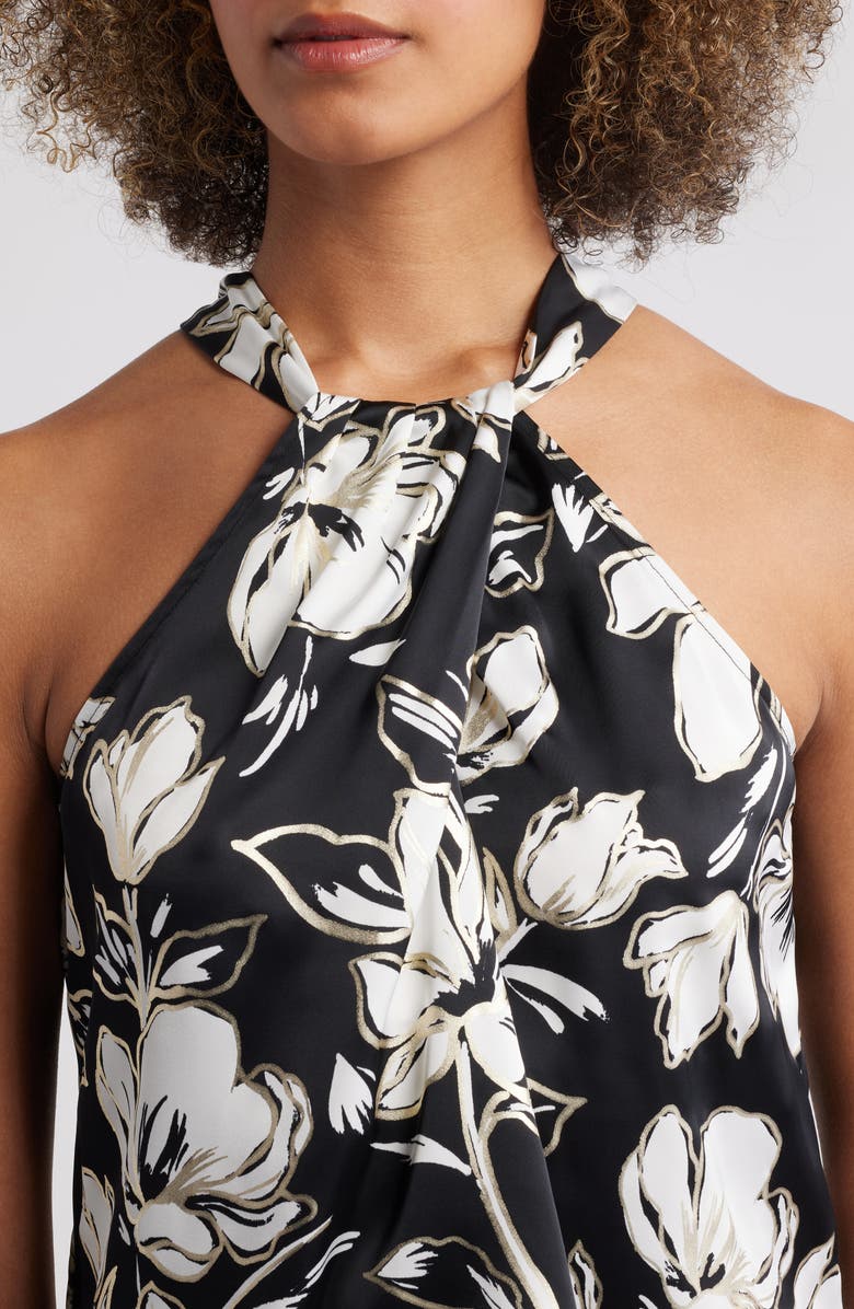 Tommy Bahama Noche Mar Satin Halter Top, Alternate, color, Black