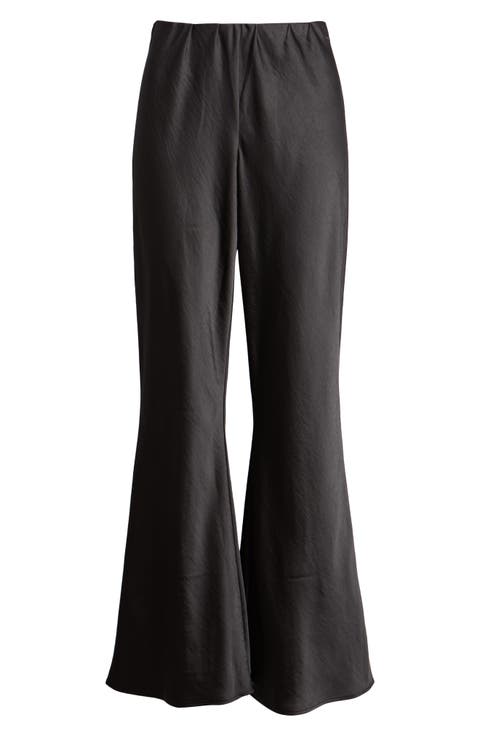Bias Satin Low Rise Flare Pants