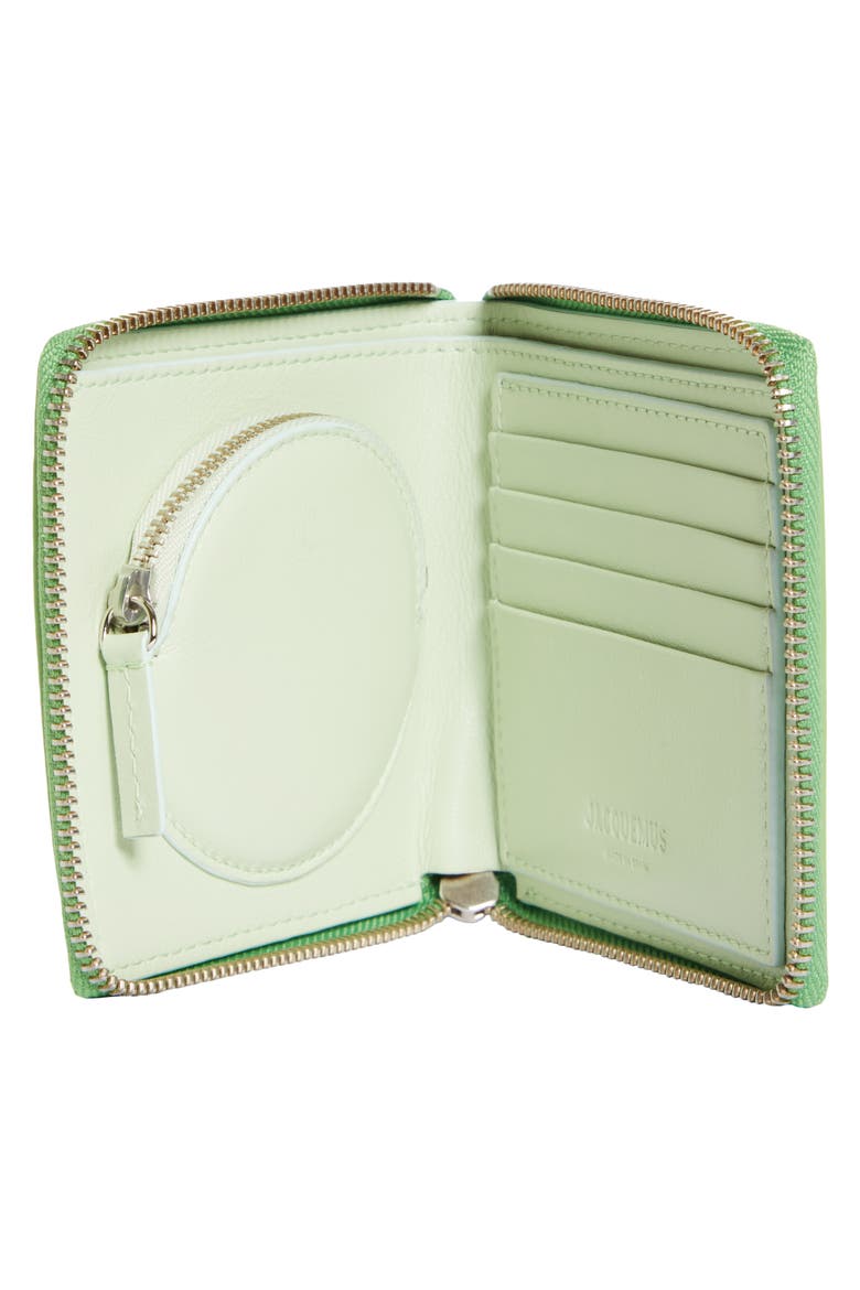 Le Carre Rond Leather Card Holder, Alternate, color, GREEN