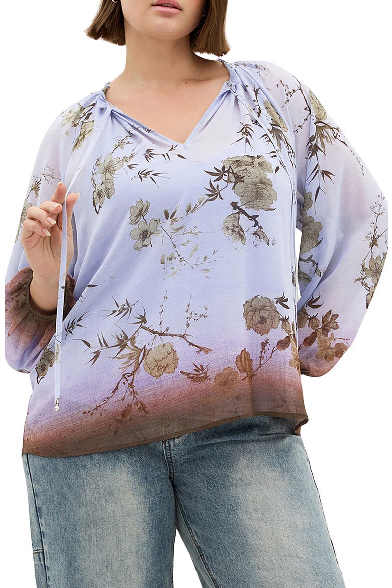 Love Border Print Top, Main, color, MOONLIT DUSK