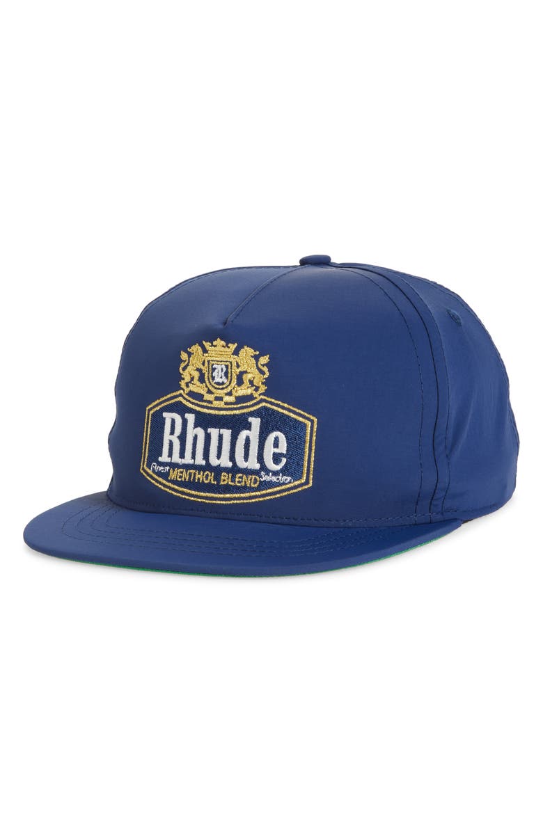 Rhude Collins Fumar Nylon Baseball Cap, Main, color, Navy 0043