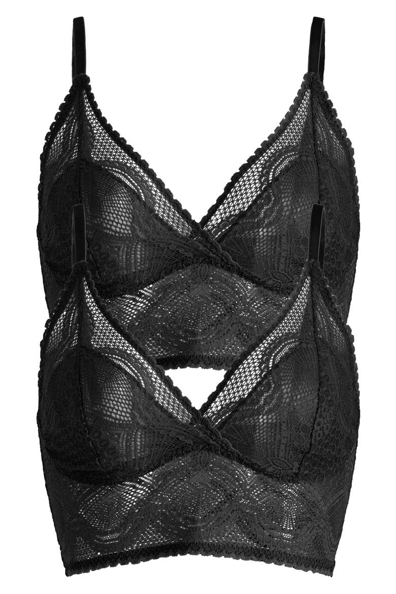 2-Pack Lace Bralettes, Main, color, BLACK