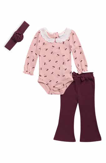 Kids' Cherry Bodysuit, Pants & Headband Set