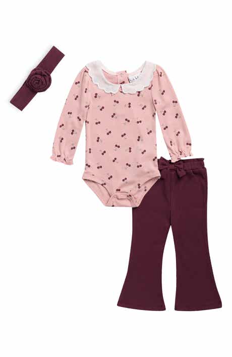 Kids' Cherry Bodysuit, Pants & Headband Set