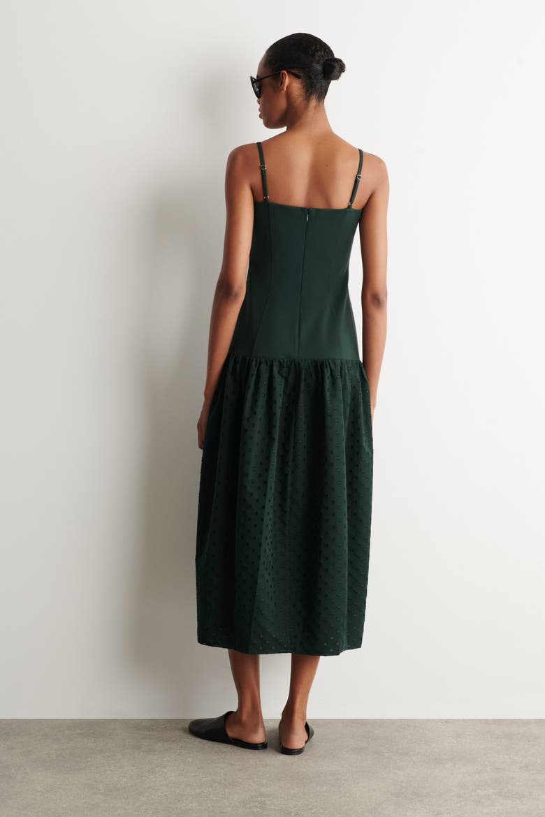 Polka-dot Sculpted Dropped-waist Dress, Alternate, color, GREEN / POLKA DOT