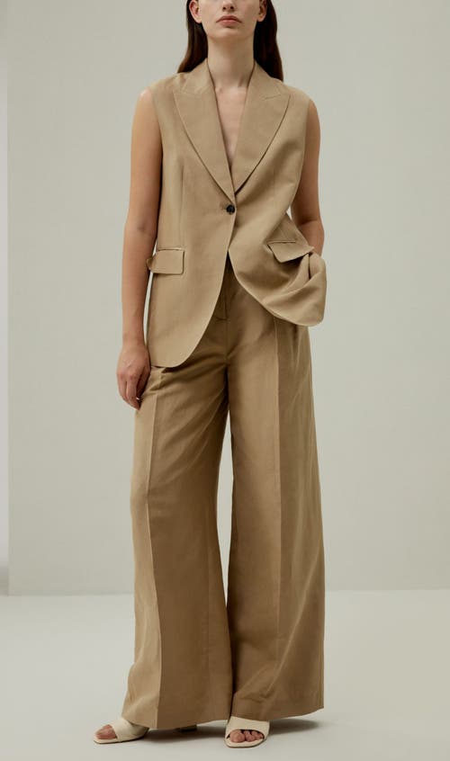 Lilysilk Single Button Sleeveless Lapel Blazer In Brown