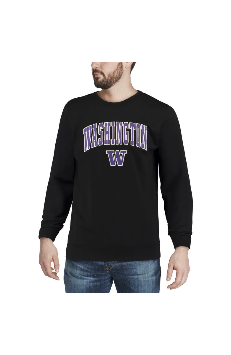 COLOSSEUM Men's Colosseum Black Washington Huskies Arch & Logo Crew Neck Sweatshirt, Alternate, color, Black