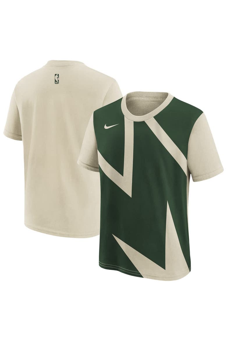 Youth Nike Cream/Hunter Green Milwaukee Bucks 2025/26 City Edition Max90 T-Shirt, Main, color, Hunter Green