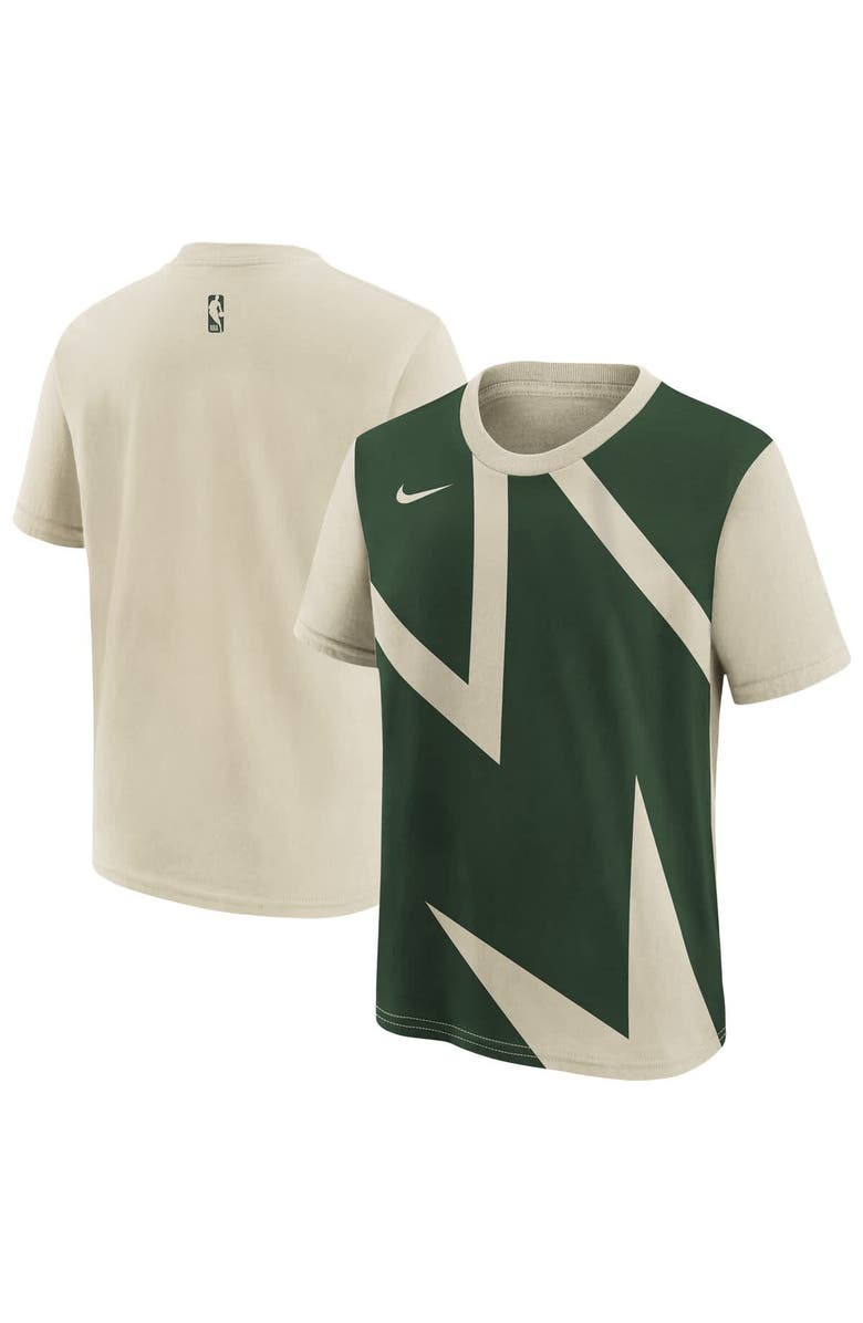 Nike Youth Nike Cream/Hunter Green Milwaukee Bucks 2025/26 City Edition Max90 T-Shirt, Main, color, Hunter Green