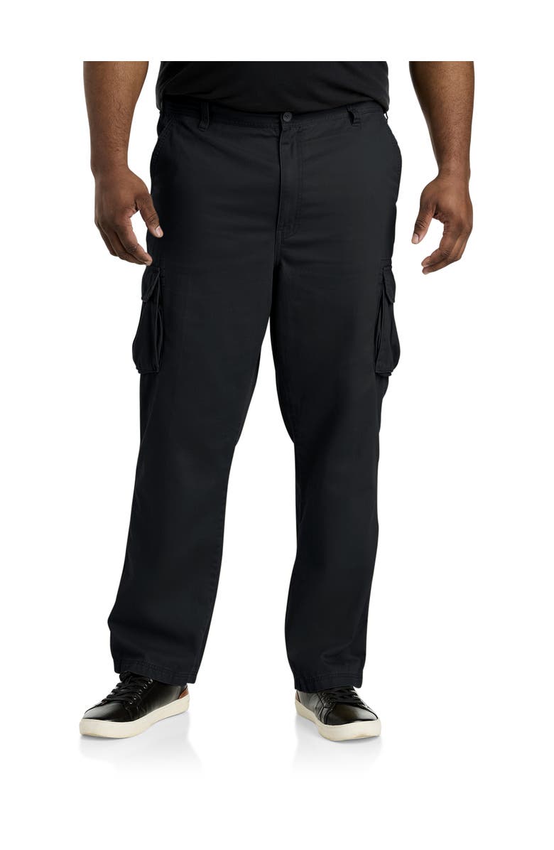 True Nation by DXL Big & Tall Broken-In Relaxed Fit Cargo Pants, Main, color, Black