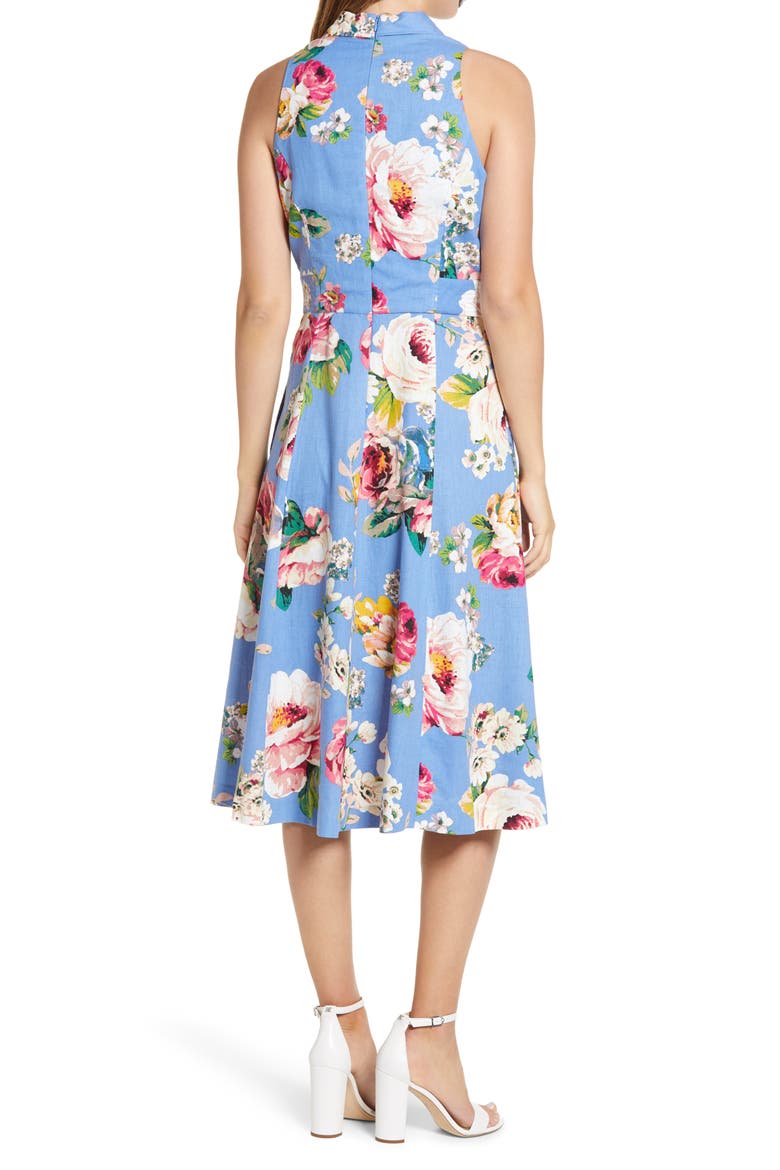Floral Linen Blend Sundress, Alternate, color, BLUE