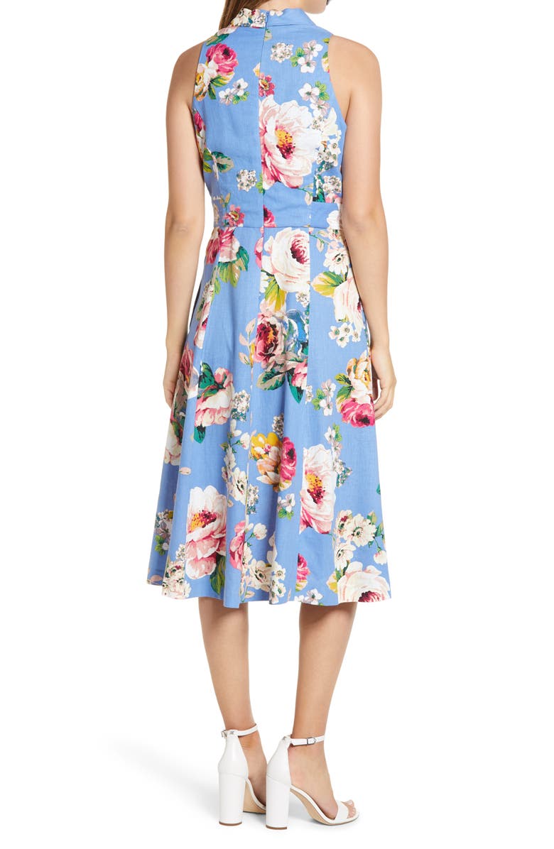Eliza J Floral Linen Blend Sundress, Alternate, color, 