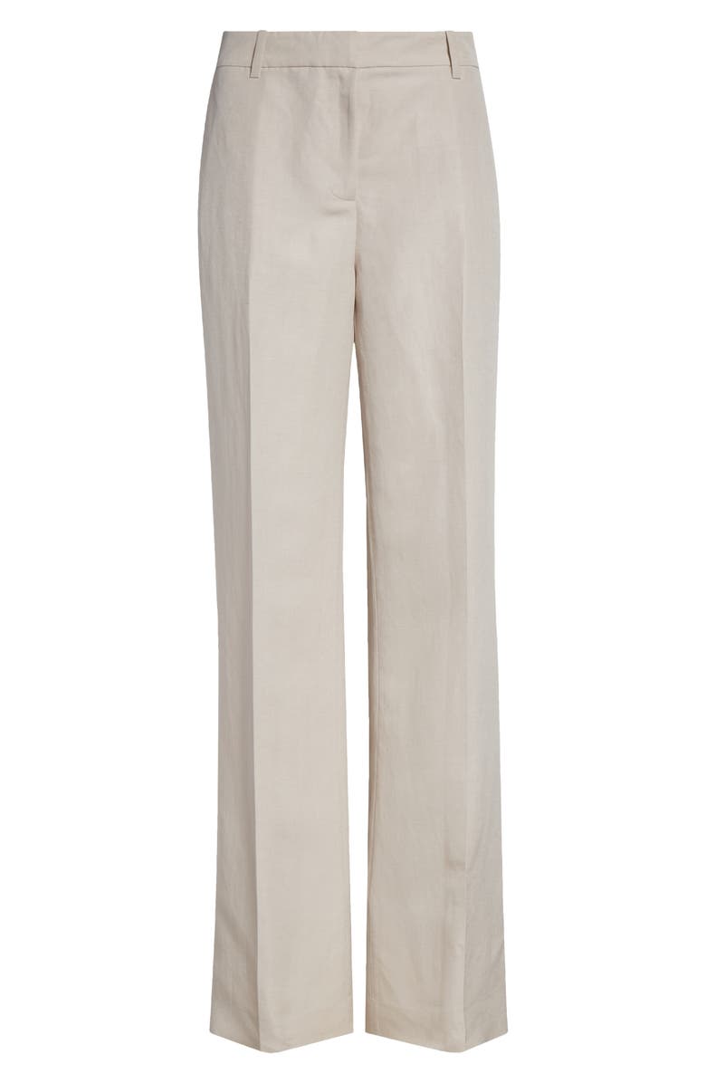 Lafayette 148 New York Gates Silk & Linen Straight Leg Pants, Alternate, color, Pearl