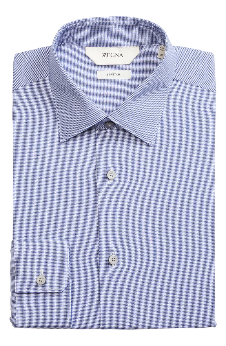 Z Zegna Extra Slim Fit Houndstooth Stretch Button-Up Shirt, Alternate, color,