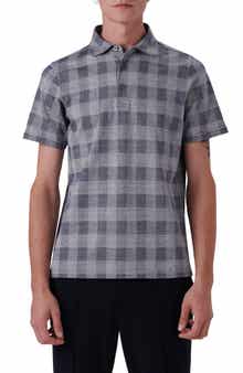 Bugatchi Plaid Short Sleeve Cotton Polo