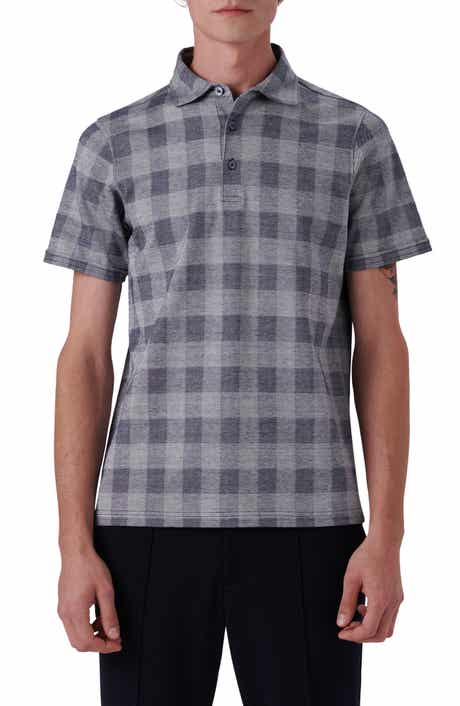 Bugatchi Plaid Short Sleeve Cotton Polo