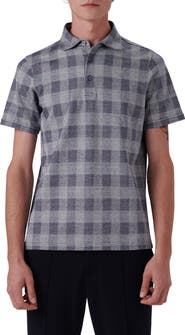 Bugatchi Plaid Short Sleeve Cotton Polo