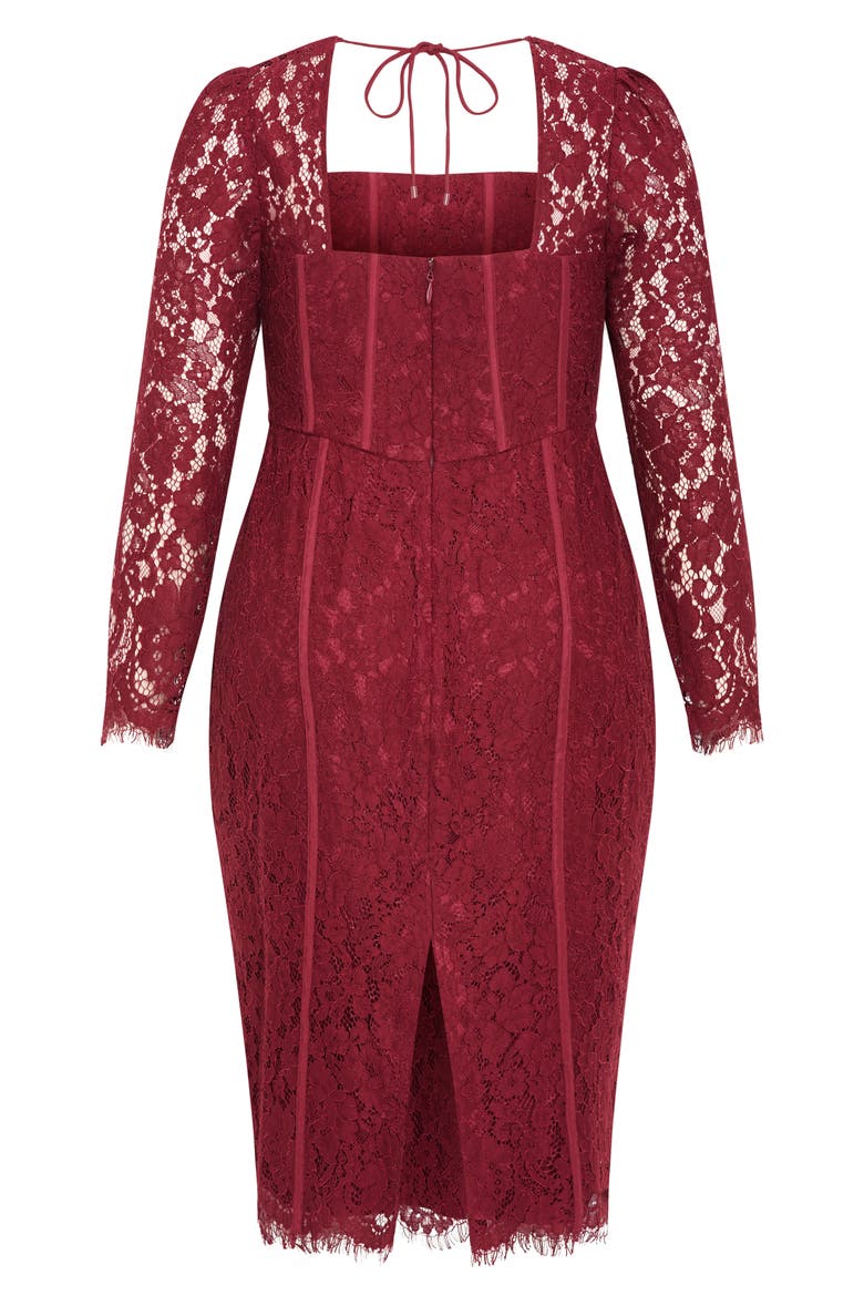 Valentine Long Sleeve Lace Dress, Alternate, color, RUBY