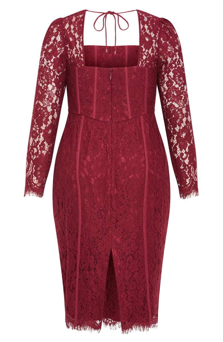 City Chic Valentine Long Sleeve Lace Dress, Alternate, color, Ruby