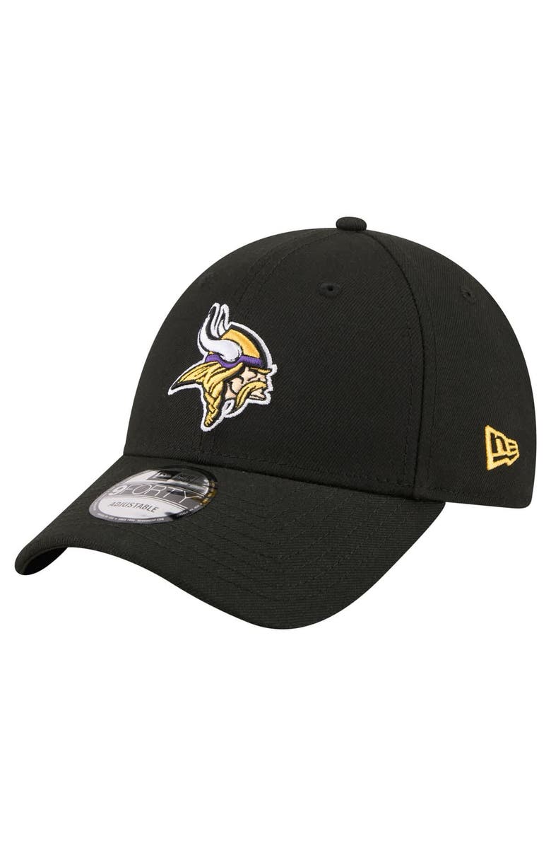 New Era Men's New Era Black Minnesota Vikings Core Team 9FORTY Adjustable Hat, Main, color, Black