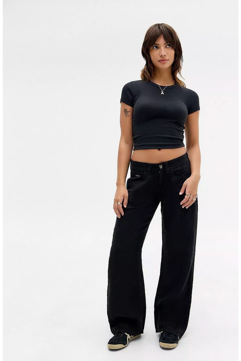 Kayla Linen & Cotton Five-Pocket Pants, Alternate, color, BLACK