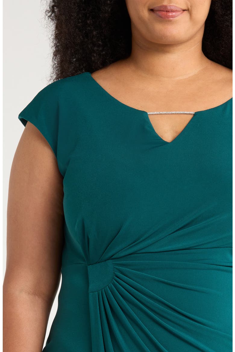Ruched Faux Wrap Cocktail Dress, Alternate, color, DEEP SPRUCE