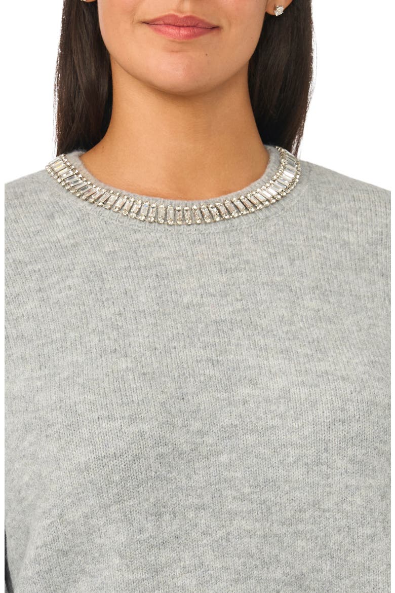 Rhinestone Neckline Sweater, Alternate, color, LIGHT HEATHER GREY