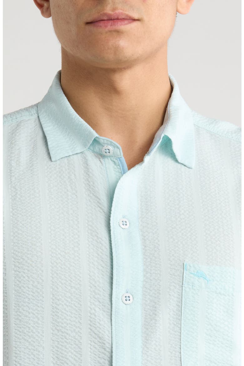Nova Wave Short Sleeve Seersucker Button-Up Shirt, Alternate, color, DUSTY AQUA