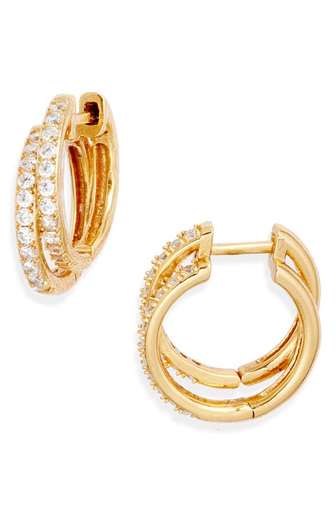 Cubic Zirconia Double Hoop Earrings