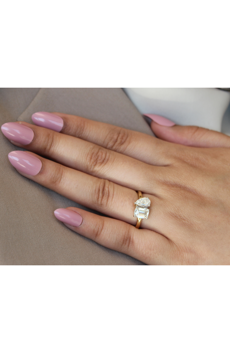 LuvMyJewelry Willow 14K Gold Toi et Moi Emerald and Pear Lab Grown Diamond Ring - 2 ct, Alternate, color, 14K Yellow Gold