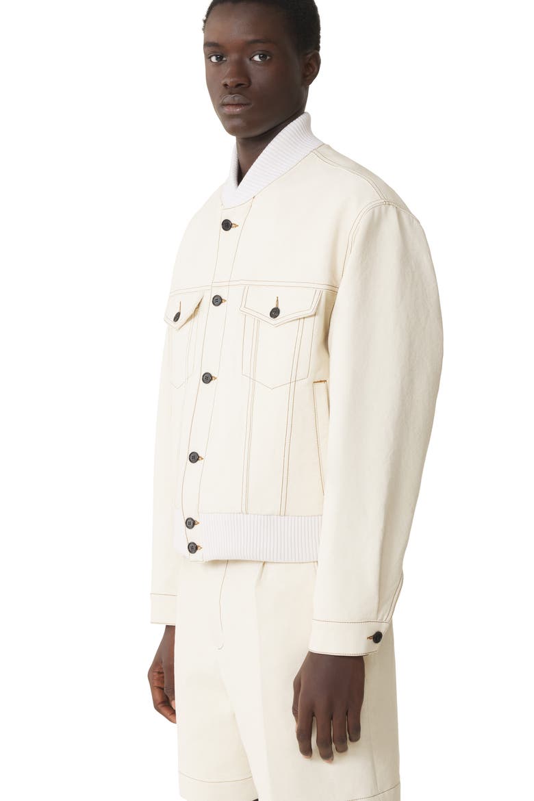 Teddy Jacket In Denim, Alternate, color, White, Beige