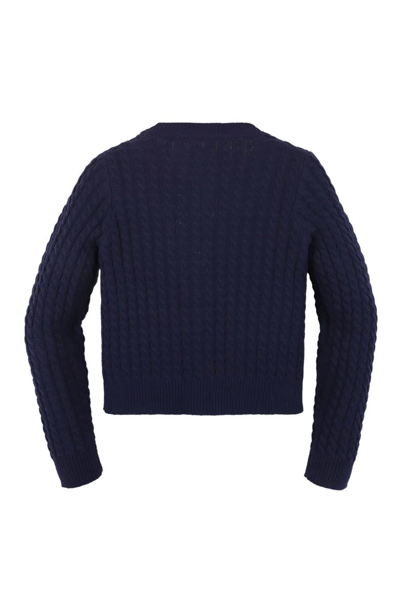 Hope & Henry Organic Long Sleeve Classic Cable Cardigan Sweater, Alternate, color, Navy Cable