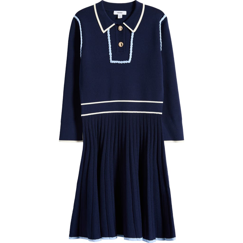 Reiss Girls' Freya Piped Knitted Dress - Little Kid, Big Kid In Blue