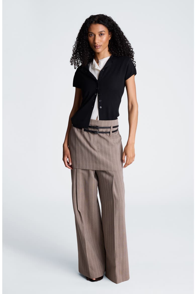 Plaid Double Belt Miniskirt, Alternate, color, PEANUT MULTI