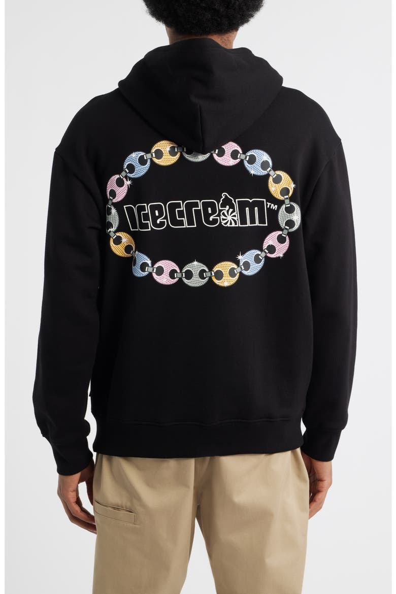 Chain Logo Cotton French Terry Hoodie, Alternate, color, BLACK