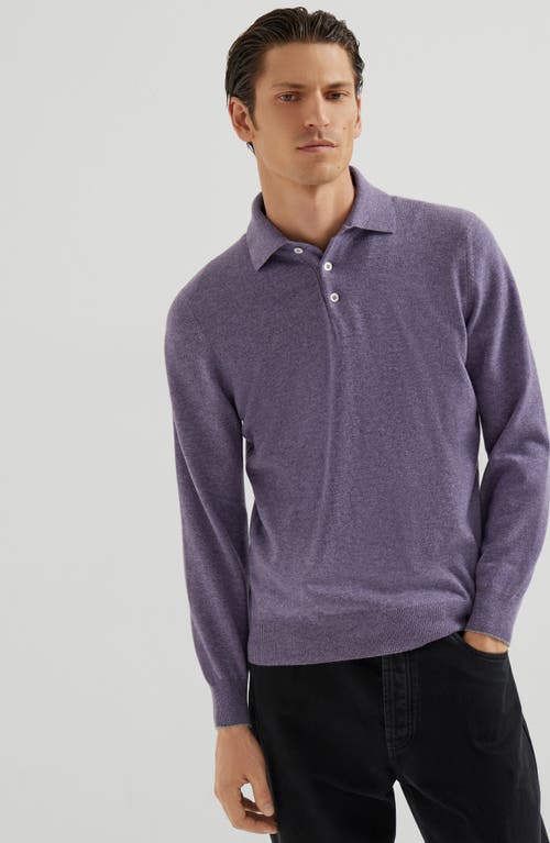 Brunello Cucinelli Cashmere Polo Shirt In Purple