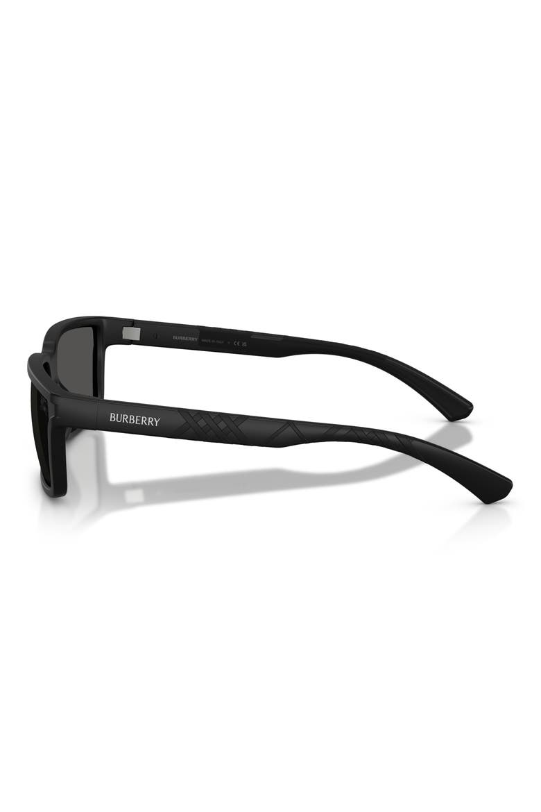 61mm Rectangle Sunglasses, Alternate, color, MATTE BLACK / DARK GREY