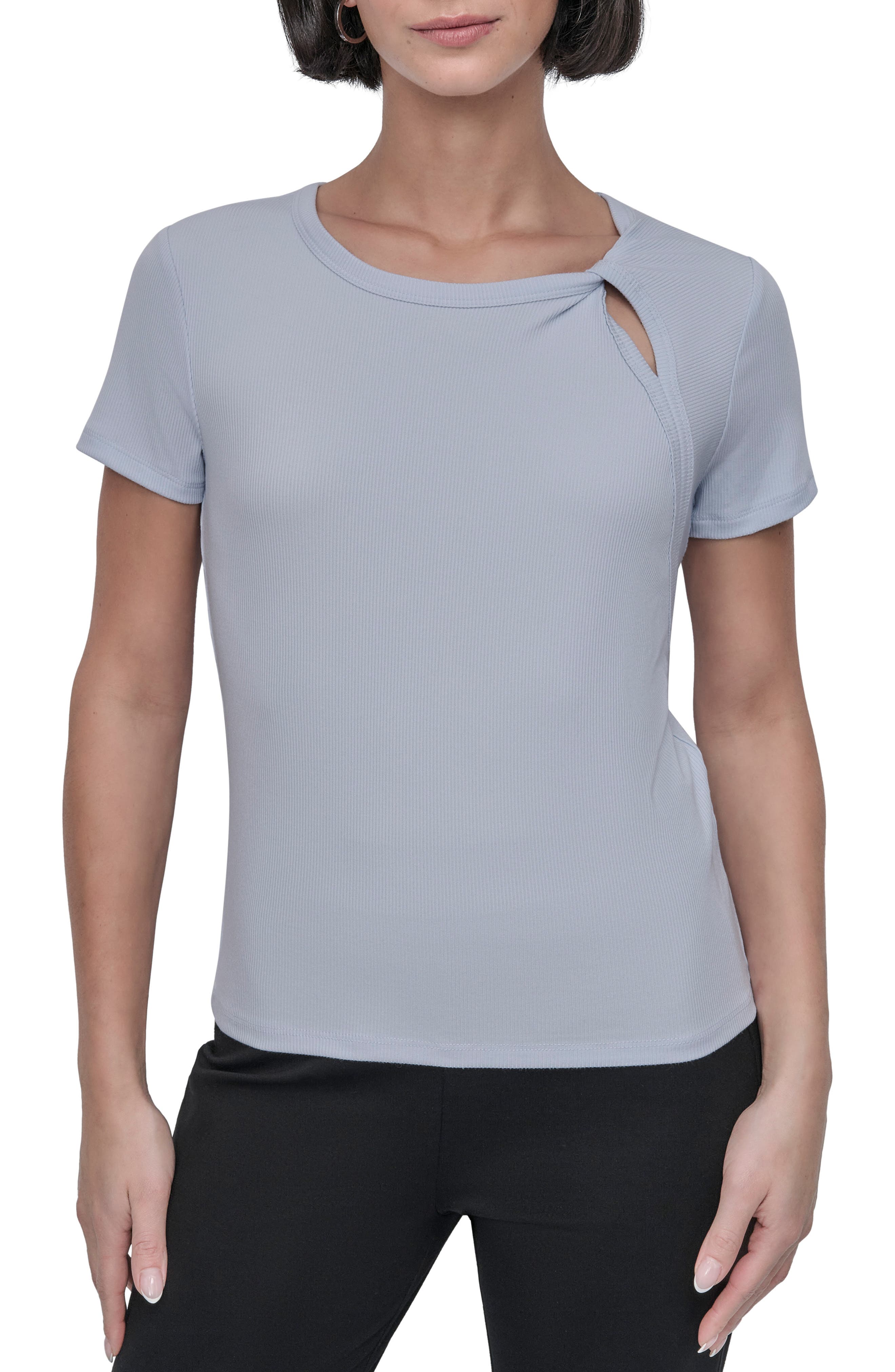 Twist Neck Rib T-Shirt - image 3