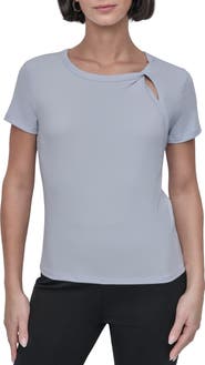 DKNY Twist Neck Rib T-Shirt