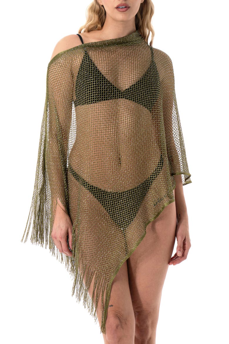 Lurex® Infused Poncho, Main, color, OLIVE