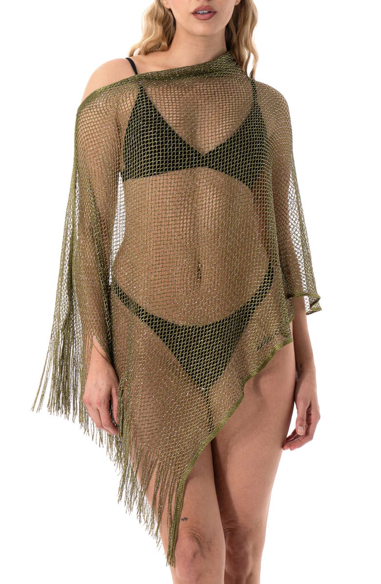 Nicole Miller Lurex<sup>®</sup> Infused Poncho, Main, color, Olive