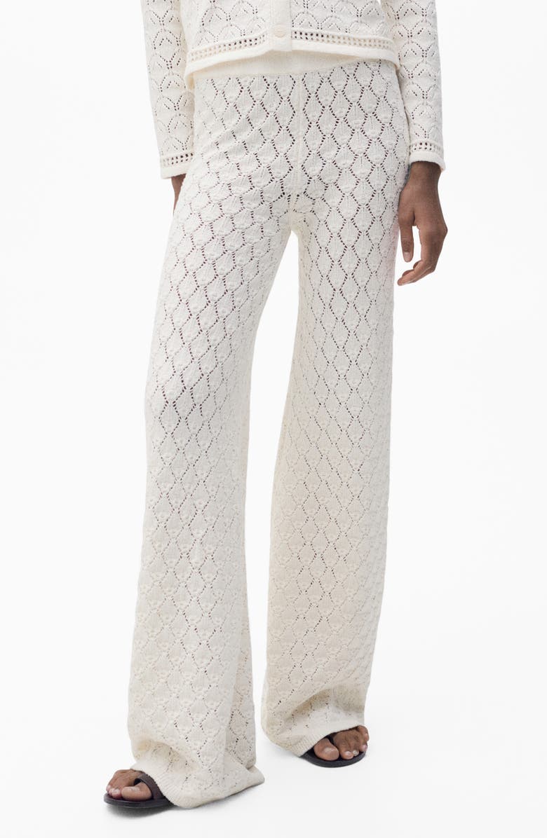MANGO Openwork Knit Pull-On Straight Leg Pants, Main, color, 