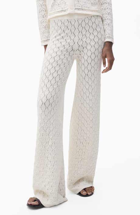 MANGO Openwork Knit Pull-On Straight Leg Pants