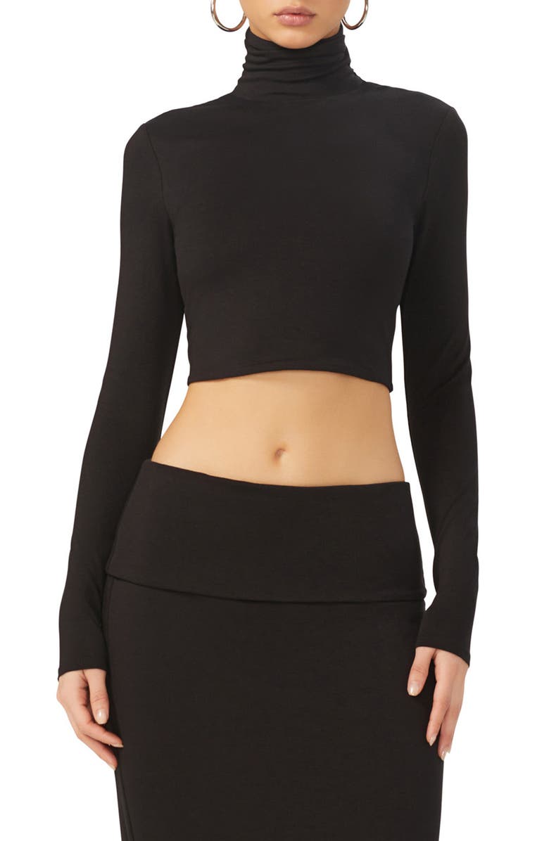 AFRM Micaela Turtleneck Jersey Crop Top, Main, color,